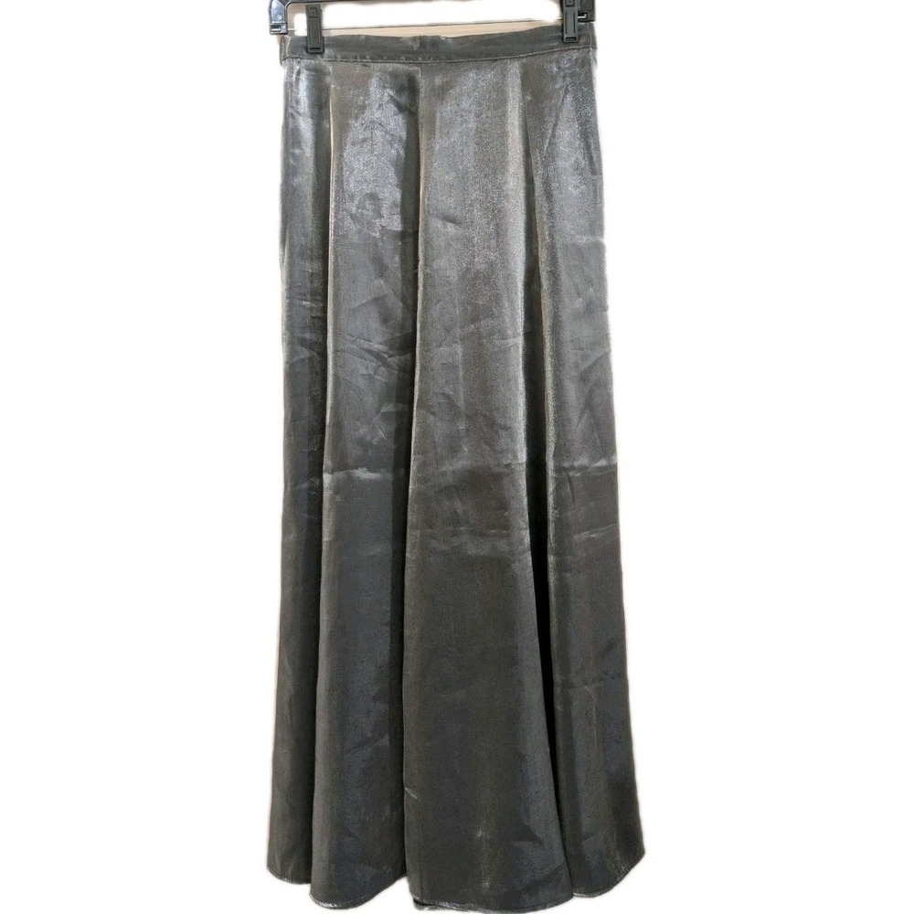 VTG‎ Byer Too Long Skirt Iridescent Gray Silver Shiny Whimsical Fairy Regency Sm